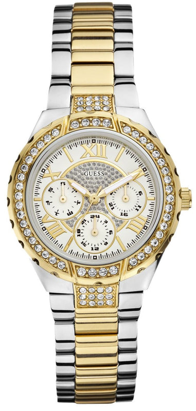 Buy Shop Guess Viva Diamonds Silver Dial Two Tone Steel Strap Watch for Women - W0111L5 USA Online