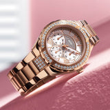 Buy Shop Guess Viva Diamonds White Dial Rose Gold Steel Strap Watch for Women - W0111L3 USA Online