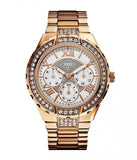 Buy Shop Guess Viva Diamonds White Dial Rose Gold Steel Strap Watch for Women - W0111L3 USA Online