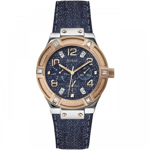 Buy Shop Guess Jet Setter Analog Blue Dial Blue Denim Strap Watch For Women - W0289L1 USA Online