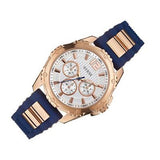 Buy Shop Guess Interpid White & Rose Gold Dial Blue Silicone Strap Watch For Women - W0325L8 USA Online