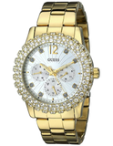 Buy Shop Guess Dazzler Diamonds Silver Dial Gold Steel Strap Watch for Women - W0335L2 USA Online
