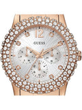 Buy Shop Guess Dazzler Diamonds Silver Dial Rose Gold Steel Strap Watch for Women - W0335L3 USA Online