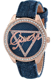 Guess Little Flirt Quartz Blue Dial Blue Leather Strap Watch For Women - W0456L6