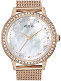 Guess Chelsea Mother of Pearl White Dial Rose Gold Mesh Strap Watch For Women - W0647L2