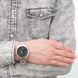 Buy Shop Guess Atlas Chronograph Black Dial Silver Steel Strap Watch For Men - W0668G3 USA Online