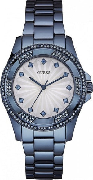 Buy Shop Guess Pinwheel Analog Silver Dial Blue Steel Strap Watch for Women - W0702L1 USA Online