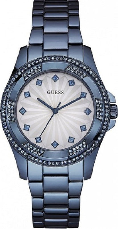 Buy Shop Guess Pinwheel Analog Silver Dial Blue Steel Strap Watch for Women - W0702L1 USA Online