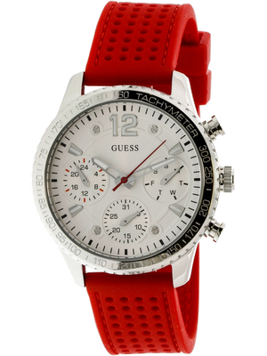 Buy Shop Guess Marina Chronograph Quartz White Dial Red Rubber Strap Watch for Women - W1025L2 USA Online