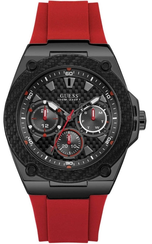 Buy Shop Guess Legacy Black Dial Red Silicone Strap Watch for Men - W1049G6 USA Online
