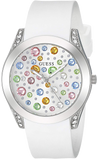 Guess Wanderlust Crystals Silver Dial White Rubber Strap Watch For Women - W1059L3