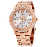 Buy Shop Guess Bedazzle Diamonds Silver Dial Rose Gold Steel Strap Watch For Women - W1097L3 USA Online