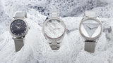 Buy Shop Guess Tri Glitz Quartz Silver Dial Silver Mesh Bracelet Watch For Women - W1142L1 USA Online