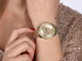Buy Shop Guess Tri Glitz Quartz Diamonds Gold Dial Gold Mesh Bracelet Watch For Women - W1142L2 USA Online