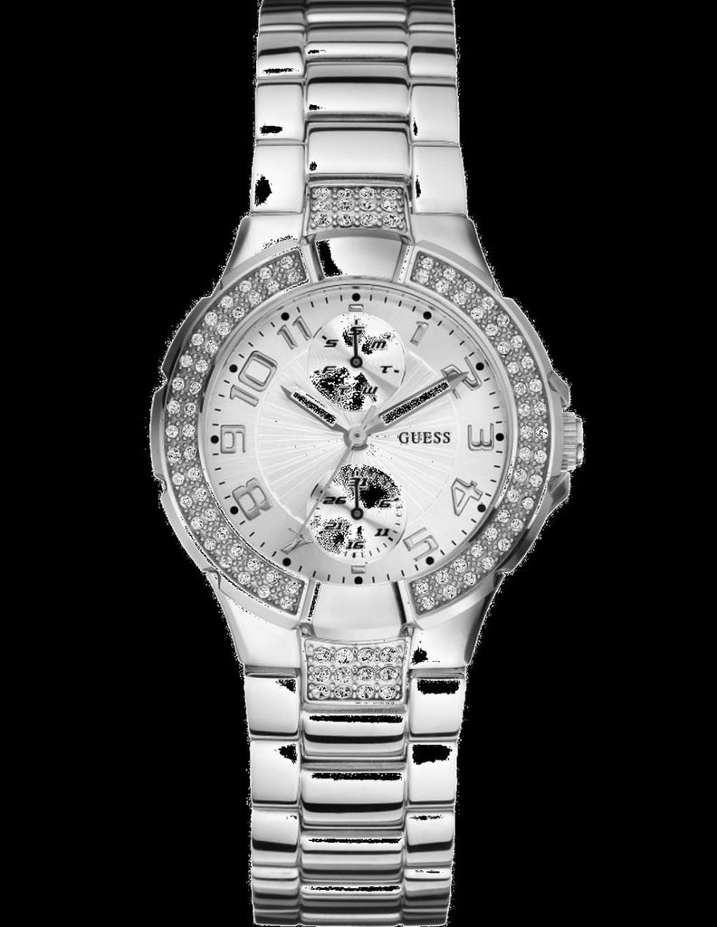 Buy Shop Guess Mini Prism Diamonds Silver Dial Silver Steel Strap Watch for Women - W12638L1 USA Online