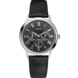 Buy Shop Guess Wafer Analog Black Dial Black Leather Strap Watch For Men - W70016G1 USA Online