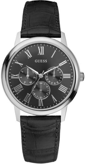 Buy Shop Guess Wafer Analog Black Dial Black Leather Strap Watch For Men - W70016G1 USA Online