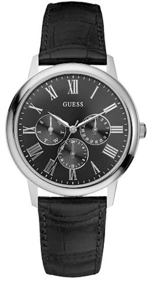 Buy Shop Guess Wafer Analog Black Dial Black Leather Strap Watch For Men - W70016G1 USA Online