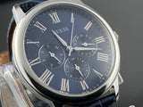 Buy Shop Guess Wafer Chronograph Quartz Blue Dial Blue Leather Strap Watch For Men - W0496G3 USA Online
