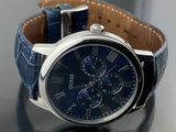 Buy Shop Guess Wafer Chronograph Quartz Blue Dial Blue Leather Strap Watch For Men - W0496G3 USA Online