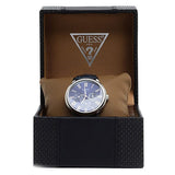 Buy Shop Guess Wafer Chronograph Quartz Blue Dial Blue Leather Strap Watch For Men - W0496G3 USA Online