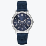 Buy Shop Guess Wafer Chronograph Quartz Blue Dial Blue Leather Strap Watch For Men - W0496G3 USA Online