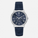 Buy Shop Guess Wafer Chronograph Quartz Blue Dial Blue Leather Strap Watch For Men - W0496G3 USA Online