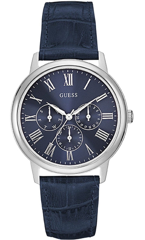 Buy Shop Guess Wafer Chronograph Quartz Blue Dial Blue Leather Strap Watch For Men - W0496G3 USA Online