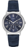 Buy Shop Guess Wafer Chronograph Quartz Blue Dial Blue Leather Strap Watch For Men - W0496G3 USA Online