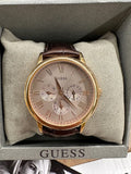 Buy Shop Guess Wafer Quartz Beige Dial Brown Leather Strap Watch For Men - W0496G1 USA Online