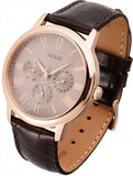 Buy Shop Guess Wafer Quartz Beige Dial Brown Leather Strap Watch For Men - W0496G1 USA Online
