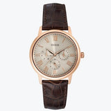 Buy Shop Guess Wafer Quartz Beige Dial Brown Leather Strap Watch For Men - W0496G1 USA Online