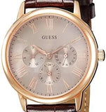 Buy Shop Guess Wafer Quartz Beige Dial Brown Leather Strap Watch For Men - W0496G1 USA Online