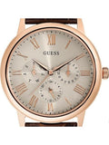Buy Shop Guess Wafer Quartz Beige Dial Brown Leather Strap Watch For Men - W0496G1 USA Online