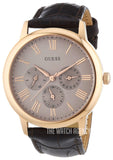 Buy Shop Guess Wafer Quartz Beige Dial Brown Leather Strap Watch For Men - W0496G1 USA Online