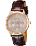 Buy Shop Guess Wafer Quartz Beige Dial Brown Leather Strap Watch For Men - W0496G1 USA Online
