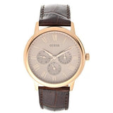 Buy Shop Guess Wafer Quartz Beige Dial Brown Leather Strap Watch For Men - W0496G1 USA Online