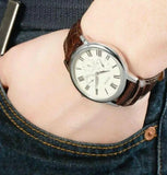 Buy Shop Guess Wafer Quartz White Dial Brown Leather Strap Watch For Men - W70016G2 USA Online