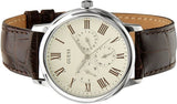 Buy Shop Guess Wafer Quartz White Dial Brown Leather Strap Watch For Men - W70016G2 USA Online