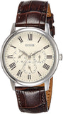 Buy Shop Guess Wafer Quartz White Dial Brown Leather Strap Watch For Men - W70016G2 USA Online