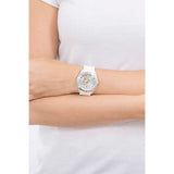 Buy Shop Guess Wanderlust Crystals Silver Dial White Rubber Strap Watch for Women - W1059L1 USA Online