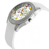 Buy Shop Guess Wanderlust Crystals Silver Dial White Rubber Strap Watch for Women - W1059L1 USA Online