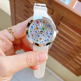Buy Shop Guess Wanderlust Crystals Silver Dial White Rubber Strap Watch For Women - W1059L3 USA Online