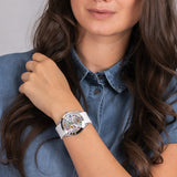 Buy Shop Guess Wanderlust Crystals Silver Dial White Rubber Strap Watch For Women - W1059L3 USA Online