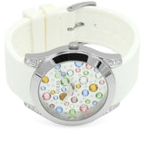 Buy Shop Guess Wanderlust Crystals Silver Dial White Rubber Strap Watch For Women - W1059L3 USA Online