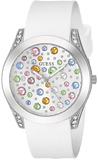 Buy Shop Guess Wanderlust Crystals Silver Dial White Rubber Strap Watch For Women - W1059L3 USA Online