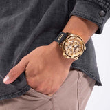 Buy Shop Guess King Quartz Crystals Gold Dial Black Silicone Strap Watch For Men - GW0537G2 USA Online