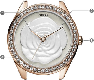 Buy Shop Guess Mini Rose Diamonds White Dial White Leather Strap Watch For Women - U85142l3 USA Online