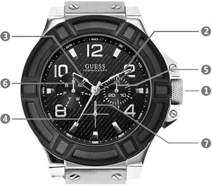 Buy Shop Guess Indovina Quartz Black Dial Black Leather Strap Watch For Men - W0040G9 USA Online
