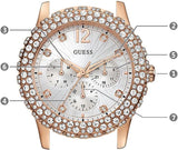 Buy Shop Guess Dazzler Diamonds Silver Dial Rose Gold Steel Strap Watch for Women - W0335L3 USA Online